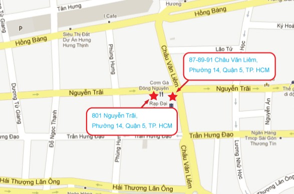 COM GA DONG NGUYEN　1号店と2号店の地図